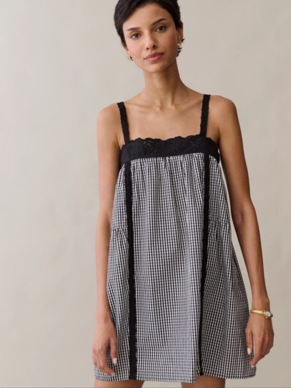 NWT Few Moda Kourt Florence Cotton Gingham Baby Doll Embroidered Detail Dress XL